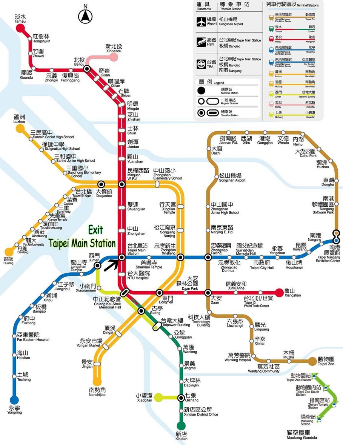 Taipei principale stazione della metropolitana mall mappa