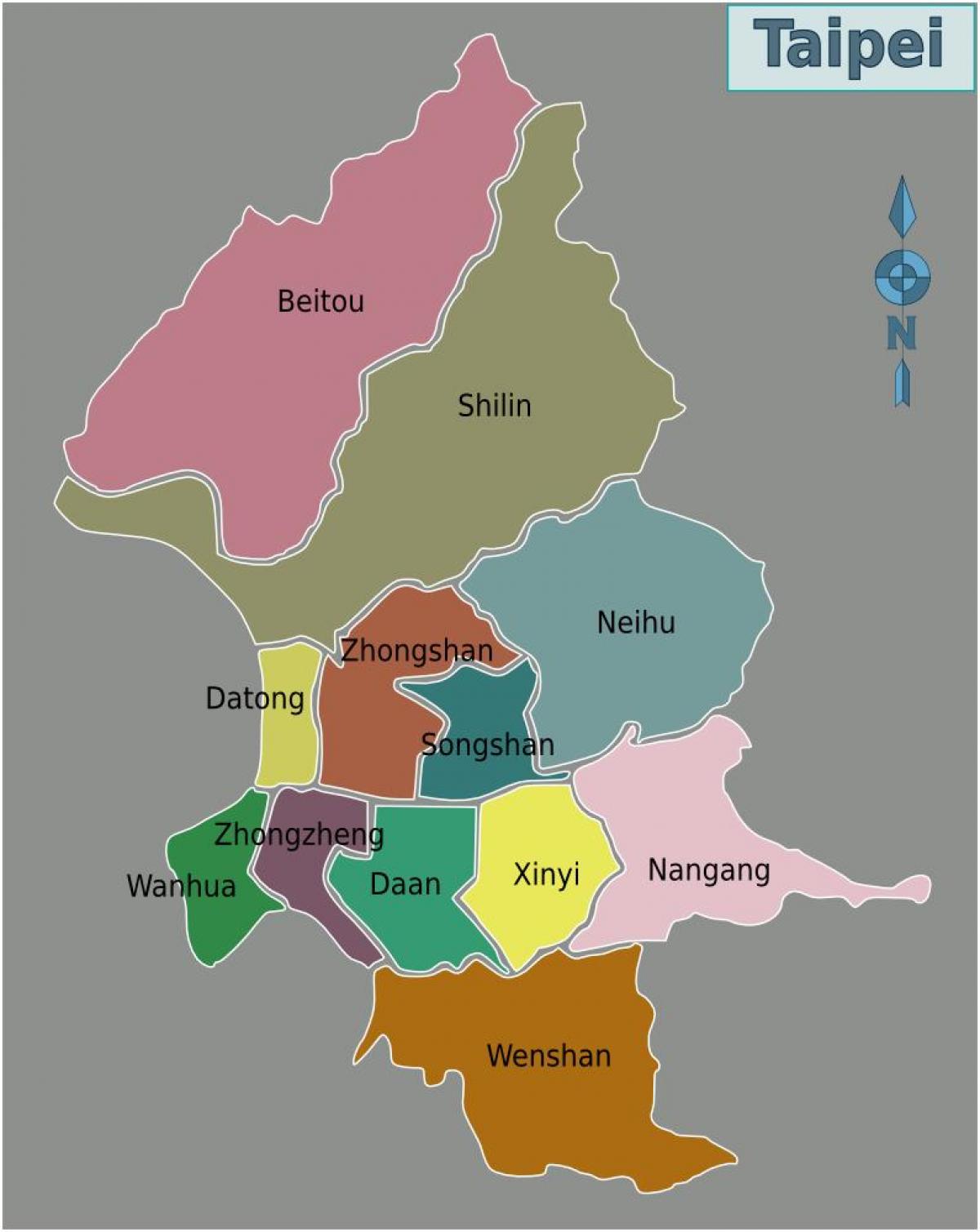 Taipei city distretto mappa