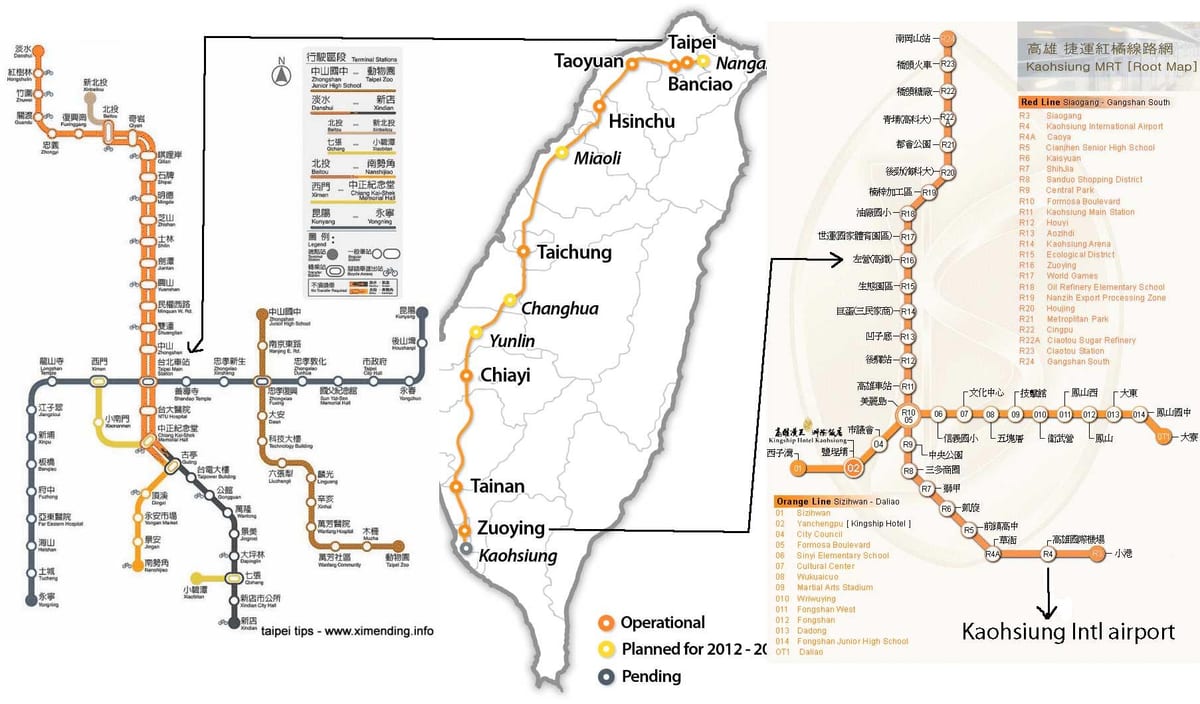 mappa di Taipei, high speed rail station