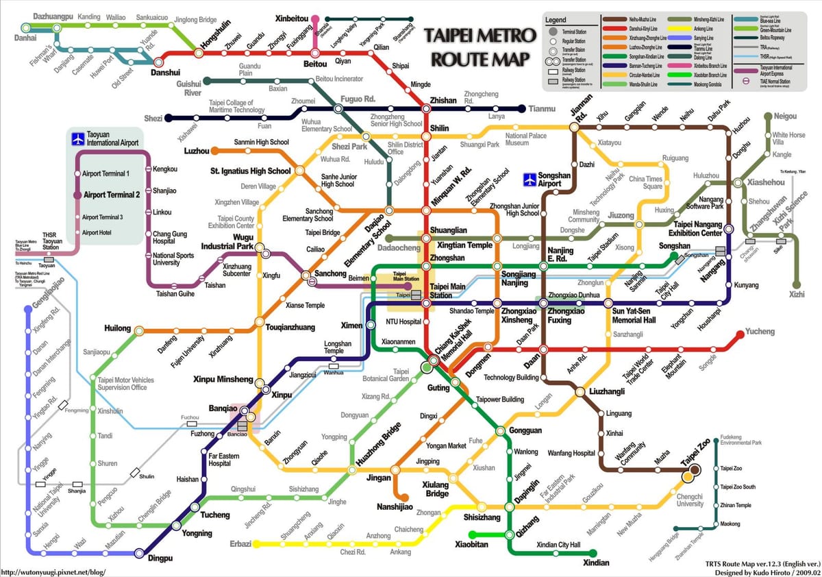 la metropolitana di Taipei la mappa