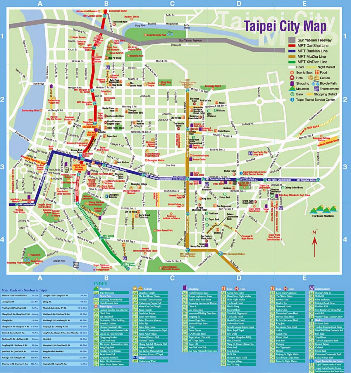 Taipei mappa visite turistiche